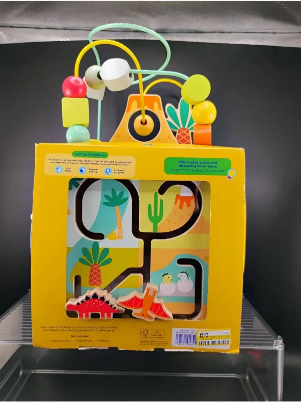 Giggle Scape Toddler Activity Cube With Dino Bead Maze & Gears